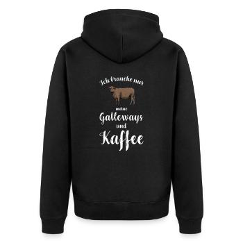 Galloway Rind I Schottland Rinderzucht für - Unisex Premium Bio Zip Hoodie - Schwarz - Hinten - Nico (187cm)