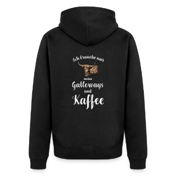 Galloway Rind I Schottland Rinderzucht für - Unisex Premium Bio Zip Hoodie - Schwarz - Hinten - Nico (187cm)