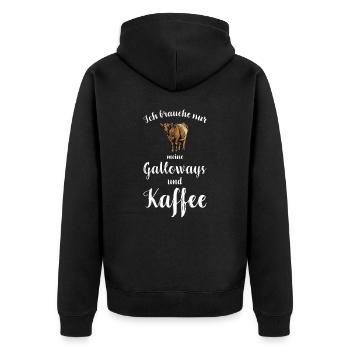 Galloway Rind I Schottland Rinderzucht für - Unisex Premium Bio Zip Hoodie - Schwarz - Hinten - Nico (187cm)