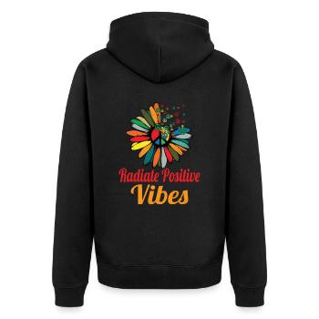 Hippie Peace Sign Peace Flowers Flower Child - Veste à capuche bio Premium Unisexe - noir - Dos - Nico (187cm)