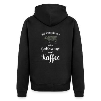 Galloway Rind I Schottland Rinderzucht für - Unisex Premium Bio Zip Hoodie - Schwarz - Hinten - Nico (187cm)