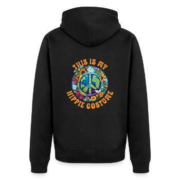 Hippie Peace Zeichen Frieden Blumen Blumenkind - Unisex Premium Bio Zip Hoodie - Schwarz - Hinten - Nico (187cm)
