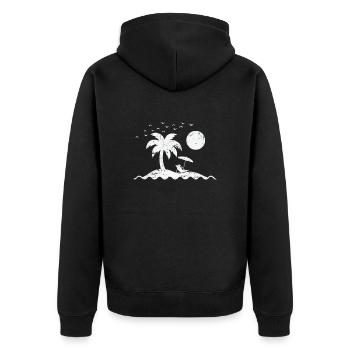 Île avec palmiers et vacances à la plage - Veste à capuche bio Premium Unisexe - noir - Dos - Nico (187cm)