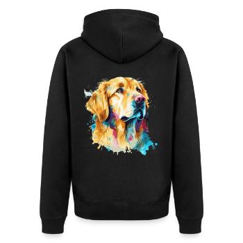 Watercolor Golden Retriever Cute Colorful Pet Dog - Unisex Premium Bio Zip Hoodie - Schwarz - Hinten - Nico (187cm)