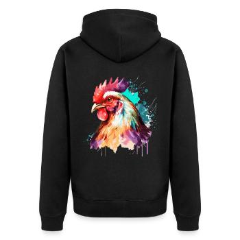 Aquarelle Poulet Mignon Coloré Poulet Fermier - Veste à capuche bio Premium Unisexe - noir - Dos - Nico (187cm)