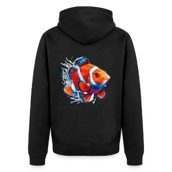 Watercolor Clownfish Colorful Aquarium Fish - Unisex Premium Bio Zip Hoodie - Schwarz - Hinten - Nico (187cm)