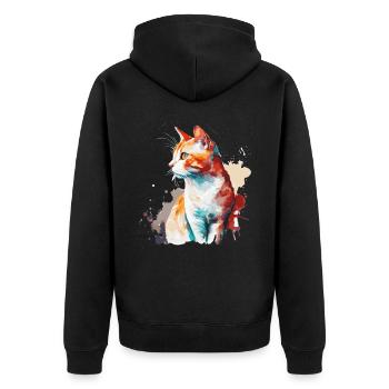 Aquarelle Chat Européen à poil court Chat coloré Lov - Veste à capuche bio Premium Unisexe - noir - Dos - Nico (187cm)