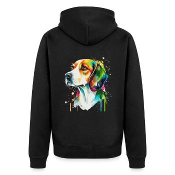 Aquarelle Beagle Mignon coloré Chien de compagnie - Veste à capuche bio Premium Unisexe - noir - Dos - Nico (187cm)