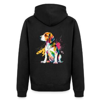 Aquarelle Beagle Mignon coloré Chien de compagnie - Veste à capuche bio Premium Unisexe - noir - Dos - Nico (187cm)