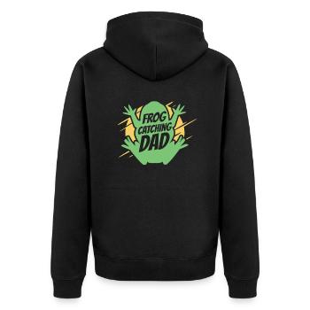 Frog Catching Dad Kaulquappe Laubfrosch Kröte - Unisex Premium Bio Zip Hoodie - Schwarz - Hinten - Nico (187cm)