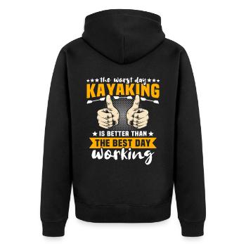 Kayaking Kayaker Kayak - Unisex Premium Bio Zip Hoodie - Schwarz - Hinten - Nico (187cm)