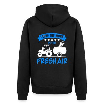 Agriculteur Agriculteur Conduite du fumier - Veste à capuche bio Premium Unisexe - noir - Dos - Nico (187cm)