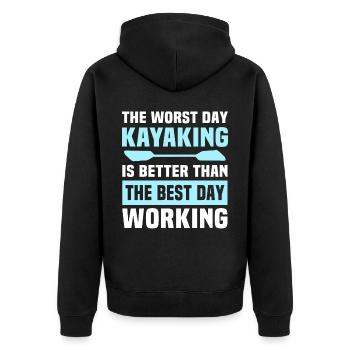 Kayaking Kayaker Kayak - Unisex Premium Organic Zip Hoodie - black - Back - Nico (187cm)