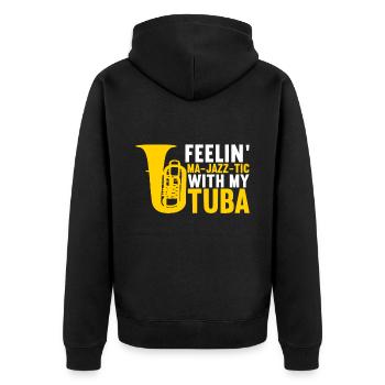 Tuba tuba player - Unisex Premium Organic Zip Hoodie - black - Back - Nico (187cm)
