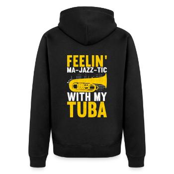 Tuba tuba player - Unisex Premium Organic Zip Hoodie - black - Back - Nico (187cm)