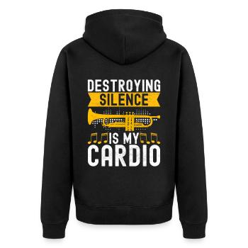 Trompete Trompetenspieler - Unisex Premium Bio Zip Hoodie - Schwarz - Hinten - Nico (187cm)