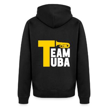 Tuba Tubist - Unisex Premium Bio Zip Hoodie - Schwarz - Hinten - Nico (187cm)