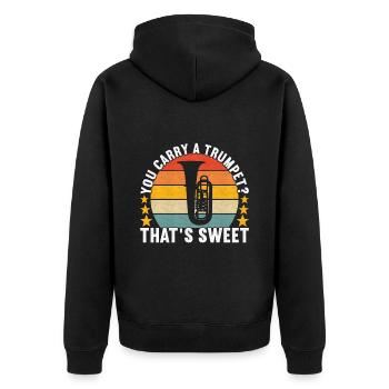 Tuba Tubist - Unisex Premium Bio Zip Hoodie - Schwarz - Hinten - Nico (187cm)