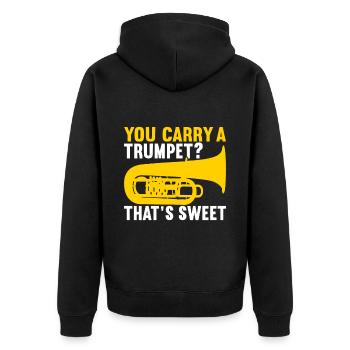 Tuba Tubist - Unisex Premium Bio Zip Hoodie - Schwarz - Hinten - Nico (187cm)