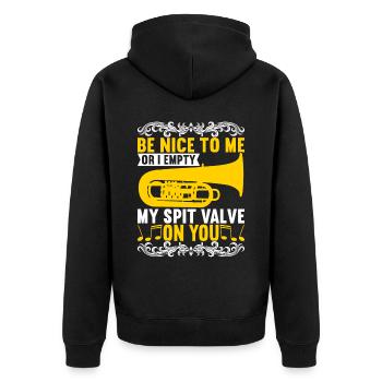 Tuba Tubist - Unisex Premium Bio Zip Hoodie - Schwarz - Hinten - Nico (187cm)