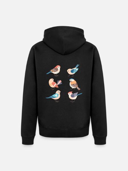Oiseaux mignons Oiseau Oiseau - Veste à capuche bio Premium Unisexe - noir