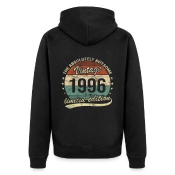 Awesome Since Vintage 1996 Retro Birthday Design - Unisex Premium Organic Zip Hoodie - black - Back - Nico (187cm)