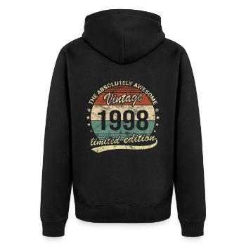 Génial depuis le design d’anniversaire rétro vintage 1998 - Veste à capuche bio Premium Unisexe - noir - Dos - Nico (187cm)