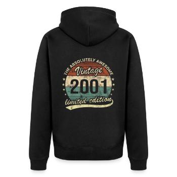Awesome Since Vintage 2001 Retro Geburtstag Design - Unisex Premium Bio Zip Hoodie - Schwarz - Hinten - Nico (187cm)