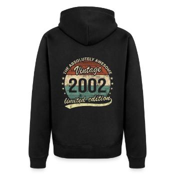 Awesome Since Vintage 2002 Retro Geburtstag Design - Unisex Premium Bio Zip Hoodie - Schwarz - Hinten - Nico (187cm)