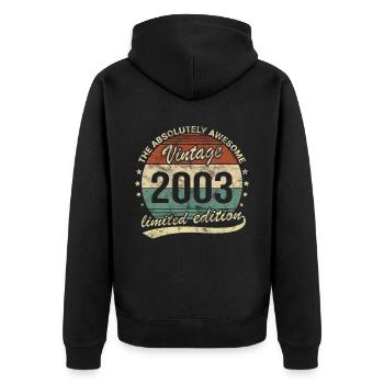 Génial depuis le design d’anniversaire rétro vintage 2003 - Veste à capuche bio Premium Unisexe - noir - Dos - Nico (187cm)