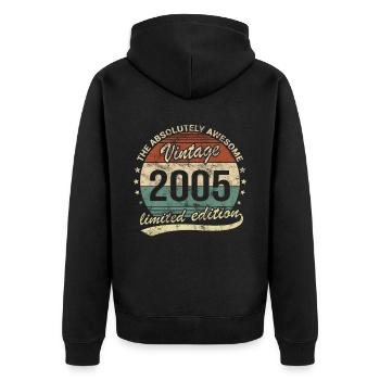 Awesome Since Vintage 2005 Retro Geburtstag Design - Unisex Premium Bio Zip Hoodie - Schwarz - Hinten - Nico (187cm)