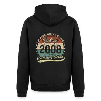 Génial depuis le design d’anniversaire rétro vintage 2008 - Veste à capuche bio Premium Unisexe - noir - Dos - Nico (187cm)