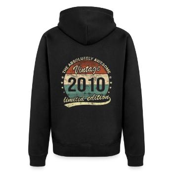 Awesome Since Vintage 2010 Retro Geburtstag Design - Unisex Premium Bio Zip Hoodie - Schwarz - Hinten - Nico (187cm)