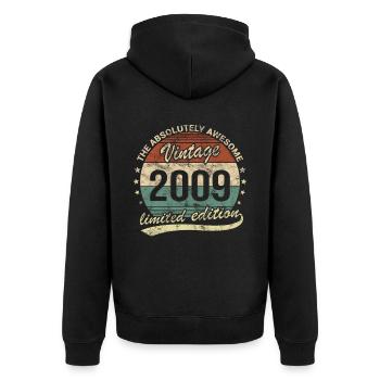 Génial depuis le design d’anniversaire rétro vintage 2009 - Veste à capuche bio Premium Unisexe - noir - Dos - Nico (187cm)