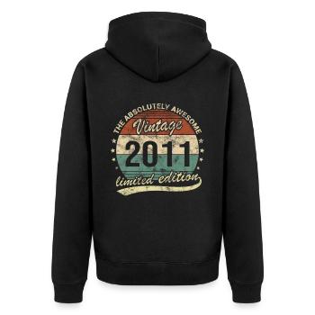 Génial depuis le design d’anniversaire rétro vintage 2011 - Veste à capuche bio Premium Unisexe - noir - Dos - Nico (187cm)