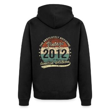 Awesome Since Vintage 2012 Retro Geburtstag Design - Unisex Premium Bio Zip Hoodie - Schwarz - Hinten - Nico (187cm)
