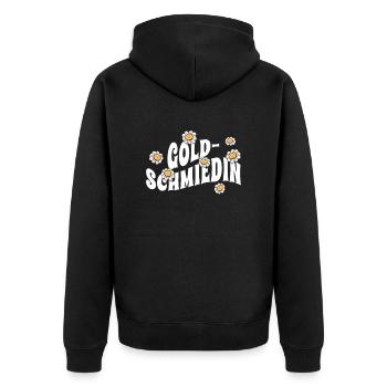 Juwelier niedliche Blumen Goldschmiedin - Unisex Premium Bio Zip Hoodie - Schwarz - Hinten - Nico (187cm)
