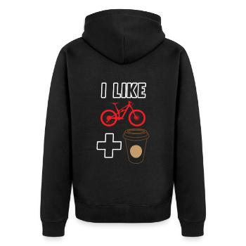 How Bike and Coffee Cycling Lover Cycling - Unisex Premium Organic Zip Hoodie - black - Back - Nico (187cm)