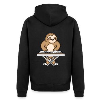 Faultier Keyboardspieler Musik Kinder Keyboard - Unisex Premium Bio Zip Hoodie - Schwarz - Hinten - Nico (187cm)