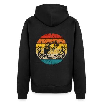 Retro fishing - Unisex Premium Organic Zip Hoodie - black - Back - Nico (187cm)
