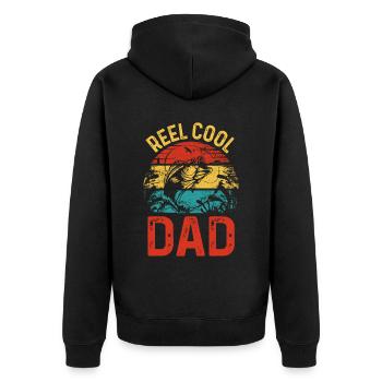 Retro-Rolle Cooler Papa - Unisex Premium Bio Zip Hoodie - Schwarz - Hinten - Nico (187cm)