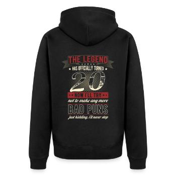 The legend officially 20 years 20th birthday - Unisex Premium Organic Zip Hoodie - black - Back - Nico (187cm)