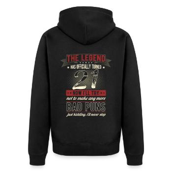 The legend officially 21 years 21st birthday - Unisex Premium Organic Zip Hoodie - black - Back - Nico (187cm)