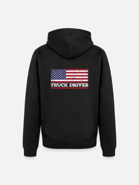 USA Flag Truck Driver America Carrier - Unisex Premium Organic Zip Hoodie - black