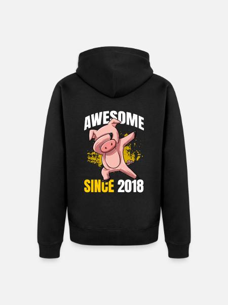 Fantastico dal 2018 - 5 ° compleanno del maiale - Felpa con cappuccio ecologica premium unisex - nero