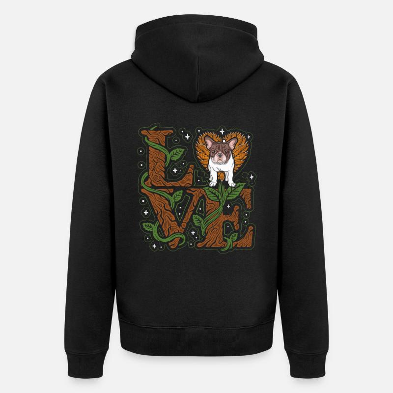 Amour bouledogue français - Veste à capuche bio Premium Unisexe - noir