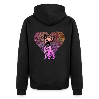 Bouledogue français - Veste à capuche bio Premium Unisexe - noir - Dos - Nico (187cm)