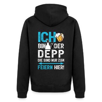 Junggesellenabschied Bräutigam T-Shirt JGA Männer - Unisex Premium Bio Zip Hoodie - Schwarz - Hinten - Nico (187cm)