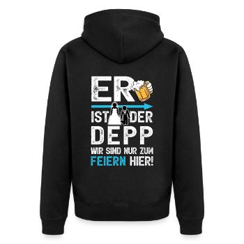 JGA Männer T-Shirt Junggesellenabschied Poltern - Unisex Premium Bio Zip Hoodie - Schwarz - Hinten - Nico (187cm)