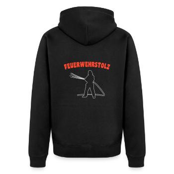 Feuerwehrstolz Feuerwehr - Unisex Premium Bio Zip Hoodie - Schwarz - Hinten - Nico (187cm)